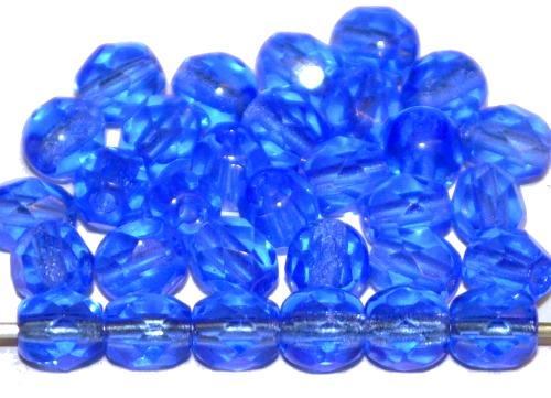 Glasperlen facettiert  blau transp.,  hergestellt in Gablonz / Tschechien 