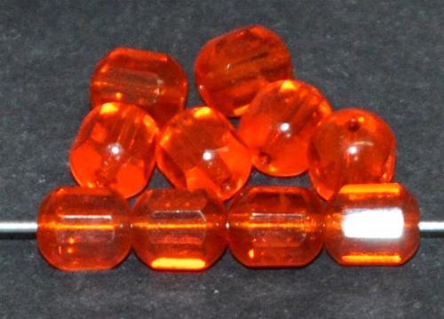 Glasperlen geschliffen Windobeads 
 orange transp., 
 hergestellt in Gablonz / Tschechien