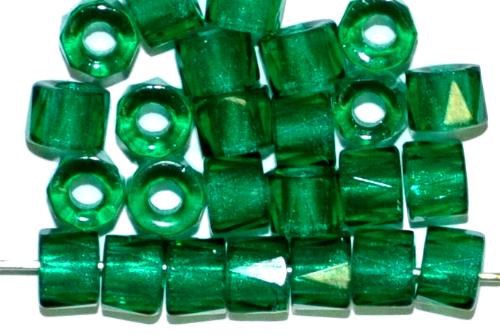 facettierte Glasperlen smaragdgrün transp., hergestellt in Gablonz / Tschechien