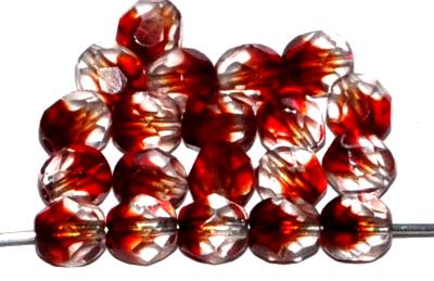 facettierte Glasperlen kristall rot transp., hergestellt in Gablonz / Tschechien