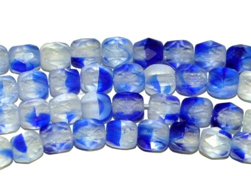 facettierte Glasperlen kristall blau transp. matt, hergestellt in Gablonz Tschechien