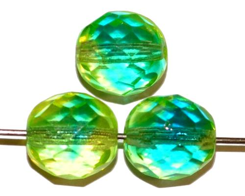 facettierte Glasperlen  Uranglas grün hellgrün, hergestellt in Gablonz / Tschechien