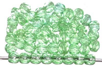 facettierte Glasperlen Uranglas grün transp., hergestellt in Gablonz Tschechien