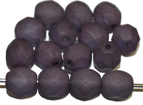 facettierte Glasperlen  violett mattiert ( frostet ),  hergestellt in Gablonz / Tschechien