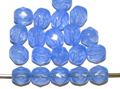 facettierte Glasperlen Opalglas blau, hergestellt in Gablonz / Tschechien