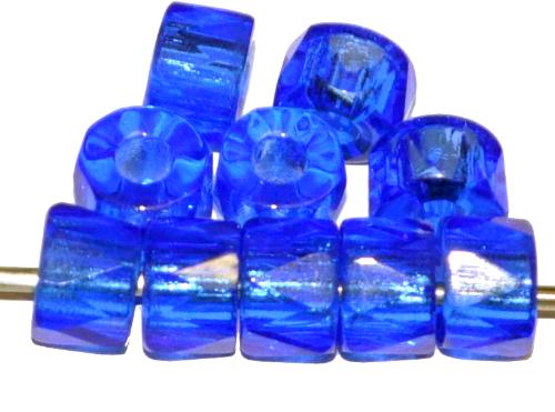 facettierte Glasperlen  blau transp.,  hergestellt in Gablonz / Tschechien