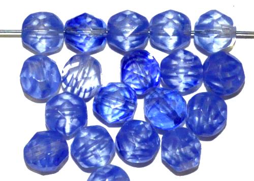 facettierte Glasperlen 
 kristall blau transp., 
 hergestellt in Gablonz / Tschechien
