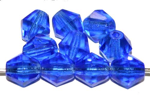 facettierte Glasperlen bicon blau transp., hergestellt in Gablonz / Tschechien