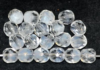 facettierte Glasperlen light opalweiß kristall, hergestellt in Gablonz Tschechien