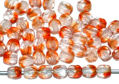 facettierte Glasperlen kristall orange transparent, hergestellt in Gablonz / Tschechien