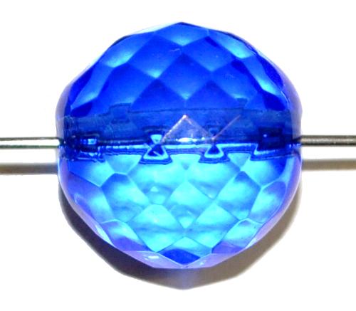 facettierte Glasperlen
 blau transp.,
 hergestellt in Gablonz / Tschechien