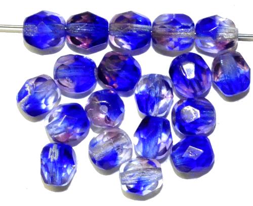 facettierte Glasperlen 
 kristall violett blau transp., 
 hergestellt in Gablonz / Tschechien