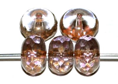 facettierte Glasperlen Linsen  kristall leicht bronziert, hergestellt in Gablonz / Tschechien
