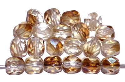 facettierte Glasperlen
 kristall mit metallic finish,
 hergestellt in Gablonz / Tschechien