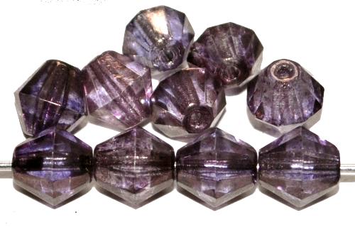 facettierte Glasperlen french violett transp. mit bronze lüster, hergestellt in Gablonz / Tschechien