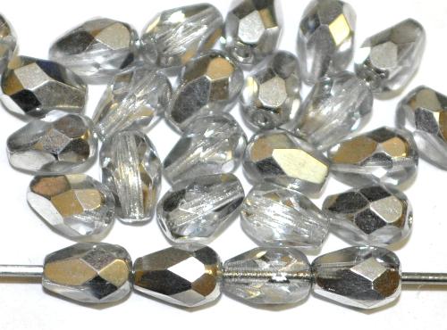 facettierte Glasperlen Tropfen  kristall mit silber finish, hergestellt in Gablonz / Tschechien