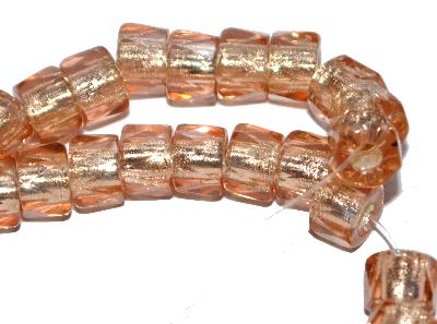facettierte Glasperlen, apricot transp. mit Silbereinzug, hergestellt in Gablonz / Tschechien