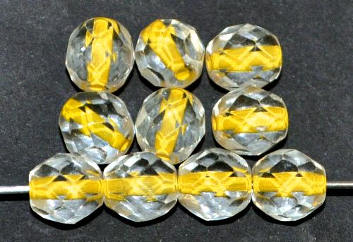 facettierte Glasperlen  kristall mit Farbeinzug gelb, hergestellt in Gablonz / Tschechien 