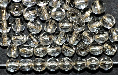 facettierte Glasperlen  kristall mit Silbereinzug, hergestellt in Gablonz / Tschechien