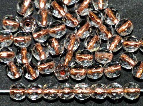 facettierte Glasperlen  kristall mit Kupfereinzug, hergestellt in Gablonz / Tschechien