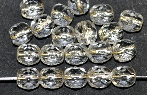 facettierte Glasperlen,  kristall mit Silbereinzug, hergestellt in Gablonz / Tschechien