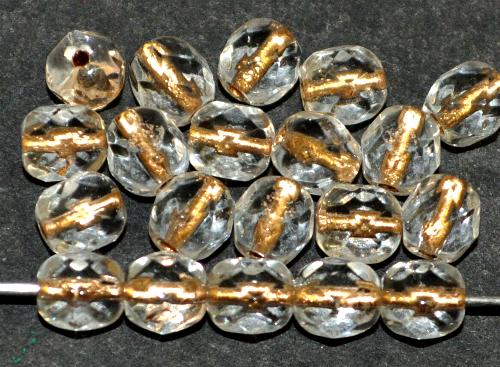 facettierte Glasperlen  kristall mit Goldeinzug, hergestellt in Gablonz / Tschechien