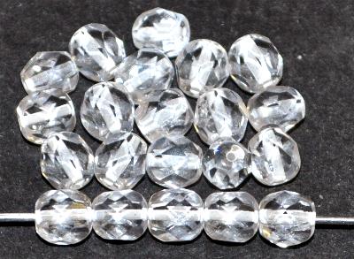facettierte Glasperlen kristall mit Farbeinzug weiß, hergestellt in Gablonz / Tschechien
