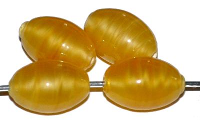 Wickelglasperlen Oliven, gelb Perlettglas, in den 1930/1940 Jahren in Gablonz/Böhmen von Hand gefertigt