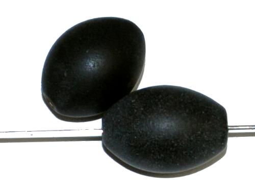 Wickelglasperlen Oliven, schwarz mattiert, in den 1920/1930 Jahren in Gablonz/Böhmen von Hand gefertigt