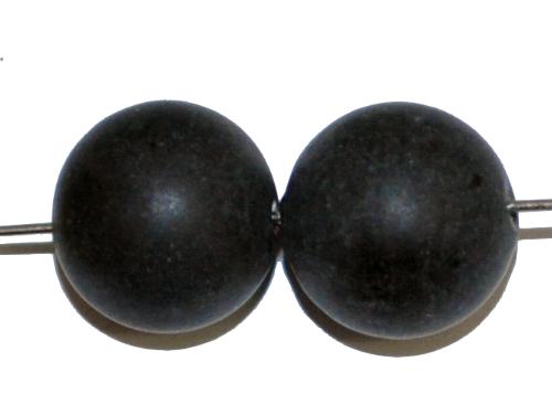Wickelglasperlen rund, schwarz mattiert, in den 1920/1930 Jahren in Gablonz/Böhmen von Hand gefertigt