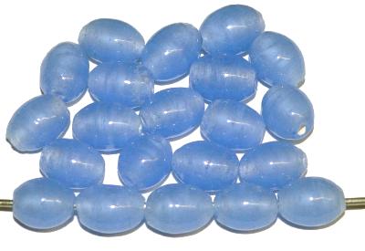 Wickelglasperlen Oliven, Perlettglas blau,
 in den 1930/1940 Jahren in Gablonz/Böhmen von Hand gefertigt