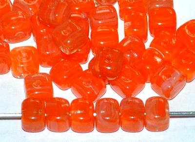 Glasperlen Würfel
 orange rosa marmoriert,
 hergestellt in Gablonz