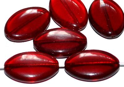 Glasperlen Olive flach, granatrot transp., hergestellt in Gablonz / Tschechien