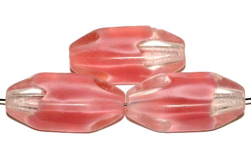 Glasperlen Oliven kantig,  rosa kristall,  hergestellt in Gablonz / Tschechien