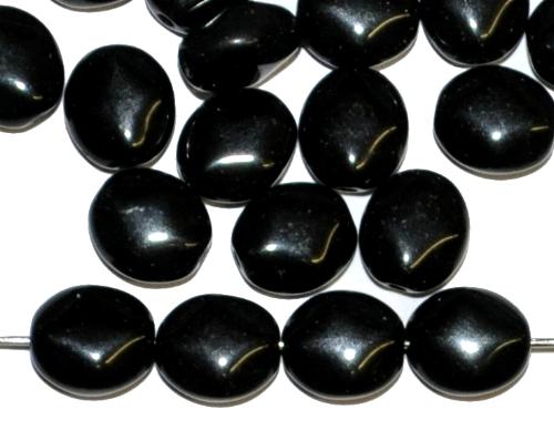 Glasperlen Olive flach, schwarz opak, hergestellt in Gablonz / Tschechien