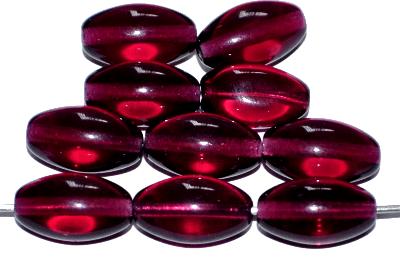 Glasperlen Oliven,
 fuchsia transp.,
 hergestellt in Gablonz / Tschechien