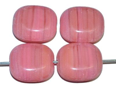 Glasperlen Olive flach altrosa opak marmoriert, hergestellt in Gablonz / Tschechien