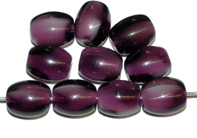 Glasperlen Olive weißer Kern mit violett transp. Überfang, hergestellt in Gablonz / Tschechien