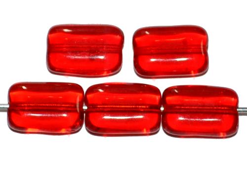 Glasperlen Rechtecke,
 rot transparent,
 hergestellt in Gablonz Tschechien