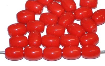 Glasperlen Olive  rot opak, hergestellt in Gablonz / Tschechien