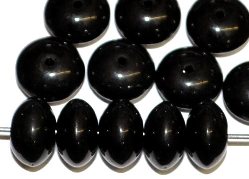 Glasperlen Linse 
 schwarz opak,
 hergestellt in Gablonz Tschechien