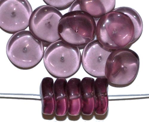 Glasperlen Scheibe gewellt 
 french violett transp.,
 hergestellt in Gablonz / Tschechien