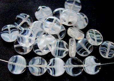 Glasperlen Scheibe 
 weiß kristall,
 hergestellt in Gablonz / Tschechien