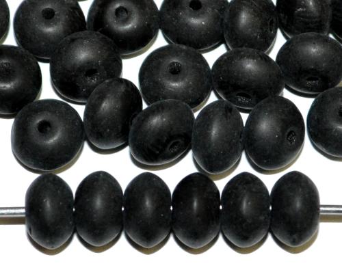 Glasperlen Linse
 schwarz mattiert (frostet),
 hergestellt in Gablonz Tschechien