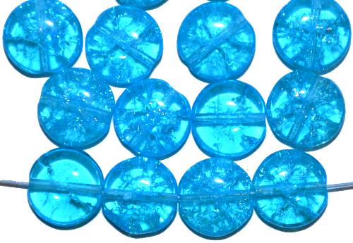 Glasperlen Linse 
 crash-beads blau,
 hergestellt in Gablonz Tschechien
