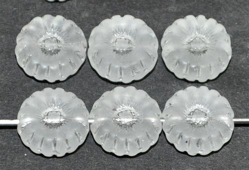Glasperlen Scheibe
 kristall mattiert (frostet),
 hergestellt in Gablonz / Tschechien