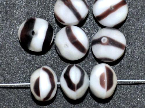 Glasperlen Linsen 
 weiß schwarz opak,
 hergestellt in Gablonz / Tschechien