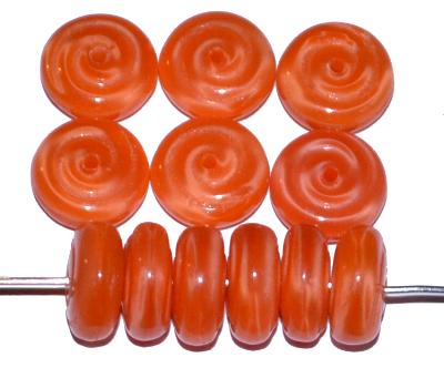 Glasperlen Scheiben, Perlettglas orange, hergestellt in Gablonz / Tschechien