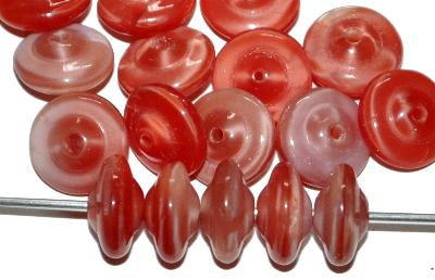 Glasperlen Linsen Perlettglas rot, hergestellt in Gablonz / Tschechien