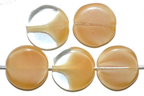 Glasperlen Scheibe 
 kristall beige, 
 hergestellt in Gablonz / Tschechien